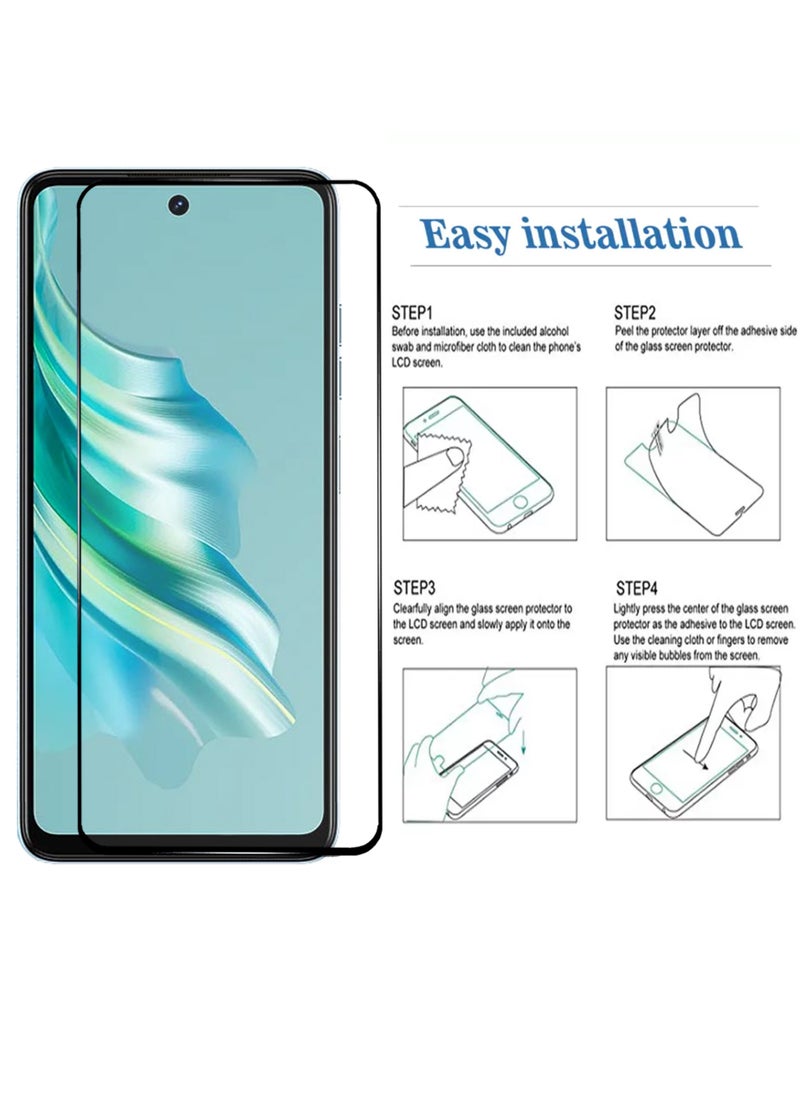 2 Pieces Tecno Spark 20 Screen Protector - Edge to Edge Tempered Glass Screen Protector Black, High Transparency, Delicate Touch, Anti-Explosion, Smooth Arc Edges, Easy Installation