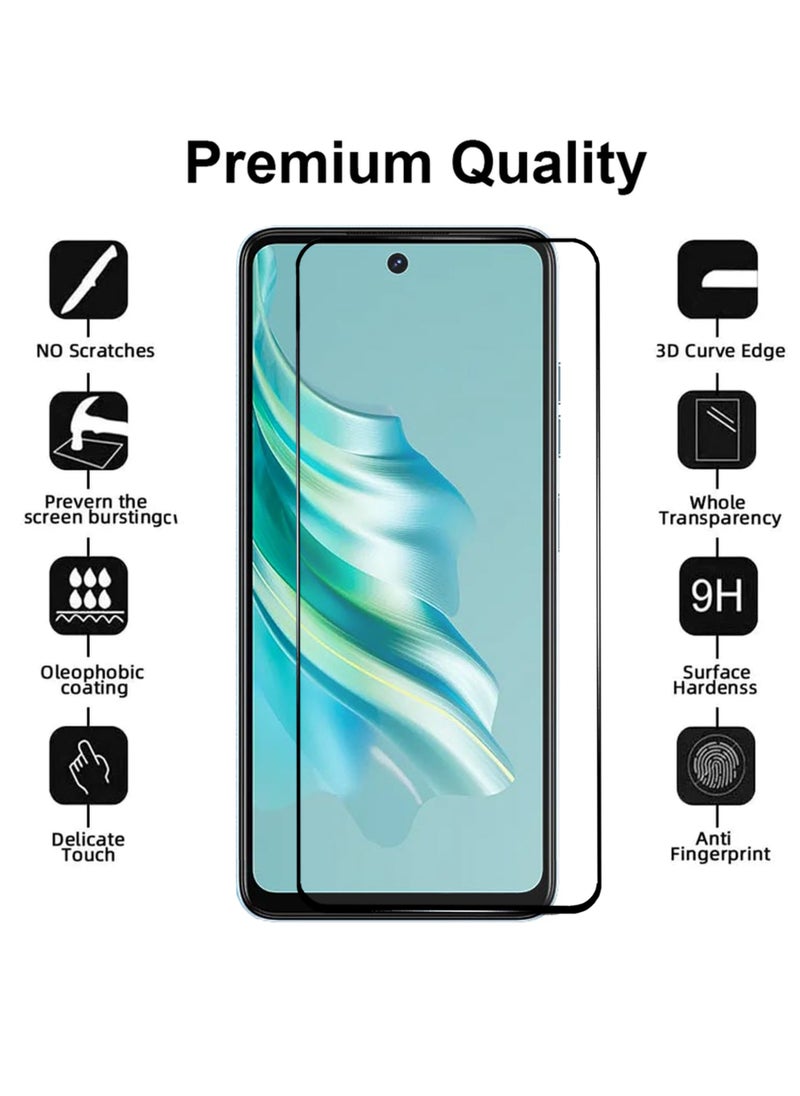 2 Pieces Tecno Spark 20 Screen Protector - Edge to Edge Tempered Glass Screen Protector Black, High Transparency, Delicate Touch, Anti-Explosion, Smooth Arc Edges, Easy Installation