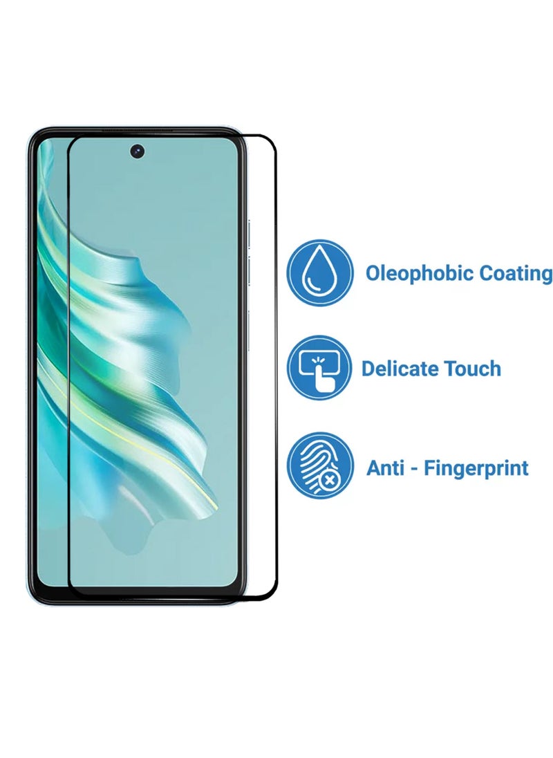 2 Pieces Tecno Spark 20 Screen Protector - Edge to Edge Tempered Glass Screen Protector Black, High Transparency, Delicate Touch, Anti-Explosion, Smooth Arc Edges, Easy Installation