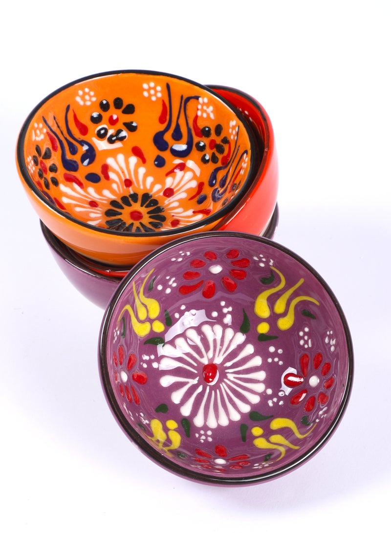 6 Pcs Ceramic Bowls Hand Painted Decorative Serving Turkish Bowls, Handmade Ceramic Bowl, Small Sauce Dipping Serving Bowls, Candy Bowl, Multicolor Home, Kitchen, Coffee Table | Best Gift Set