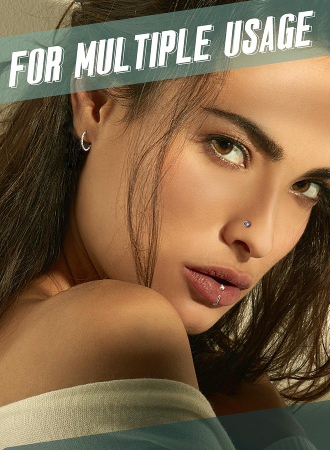 THUNARAZ 32 Pcs Nose Rings for Women Men - Hypoallergenic Surgical Stainless Steel Retainer Clear L Shape/Straight/Corkscrew Nose Rings Hoops Cartilage Helix Tragus Piercing Jewelry 18G/20G, 20G - Image 3