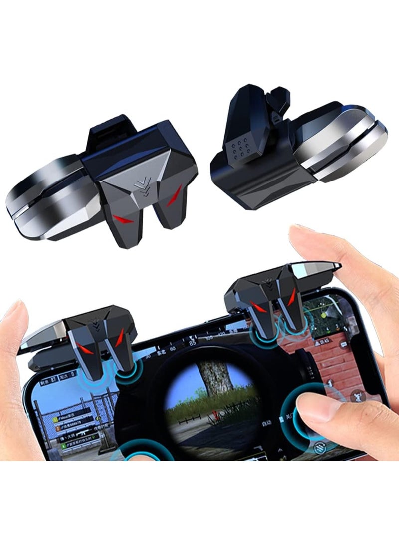 Professional Mobile Gaming Trigger Kit with Silver Fiber Finger Sleeves - L1R1 L2R2 Rapid Fire Buttons for PUBG & Call of Duty on iOS/Android Phones - Enhanced Grip & Hyper Sensitivity - Image 1