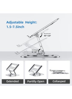 Rock Pow Adjustable Laptop Stand for Desk Ergonomic Riser with 360° Rotating Base Foldable Notebook Computer Holder Compatible MacBook Air Pro Dell XPS More 10-17" Laptops  - Image 3