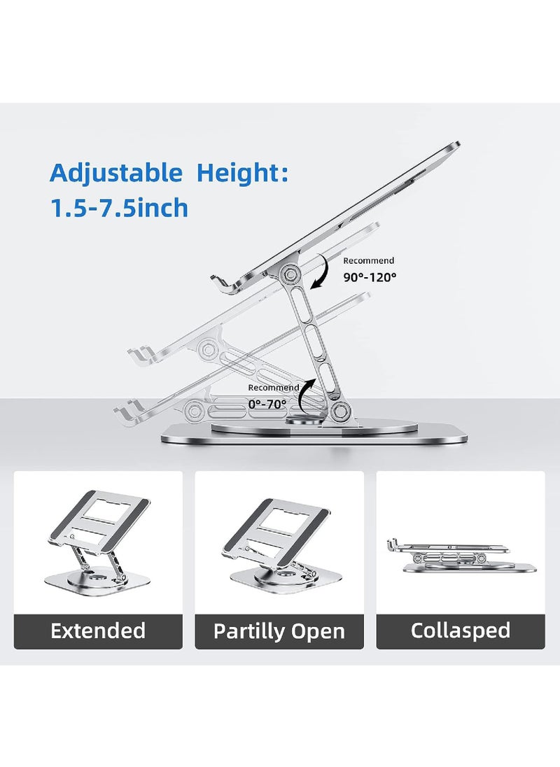 Rock Pow - Adjustable Laptop Stand for Desk Ergonomic Riser with 360° Rotating Base Foldable Notebook Computer Holder Compatible MacBook Air Pro Dell XPS More 10-17" Laptops - Image 1