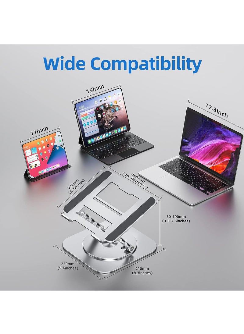 Rock Pow - Adjustable Laptop Stand for Desk Ergonomic Riser with 360° Rotating Base Foldable Notebook Computer Holder Compatible MacBook Air Pro Dell XPS More 10-17" Laptops - Image 1