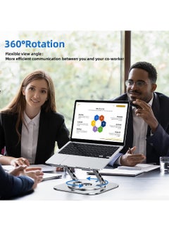 Rock Pow Adjustable Laptop Stand for Desk Ergonomic Riser with 360° Rotating Base Foldable Notebook Computer Holder Compatible MacBook Air Pro Dell XPS More 10-17" Laptops  - Image 2