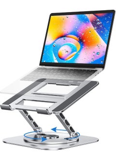 Rock Pow Adjustable Laptop Stand for Desk Ergonomic Riser with 360° Rotating Base Foldable Notebook Computer Holder Compatible MacBook Air Pro Dell XPS More 10-17" Laptops  - Image 1