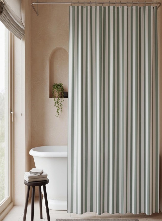 KIBAGA Beautiful Striped Boho Shower Curtain for Your Bathroom - Stylish 72”x72” Sage Green Curtain That Fits Perfectly with Any Bath Decor - Modern & Elegant, Ideal for Brightening Up Your Bathroom at Home - Image 2