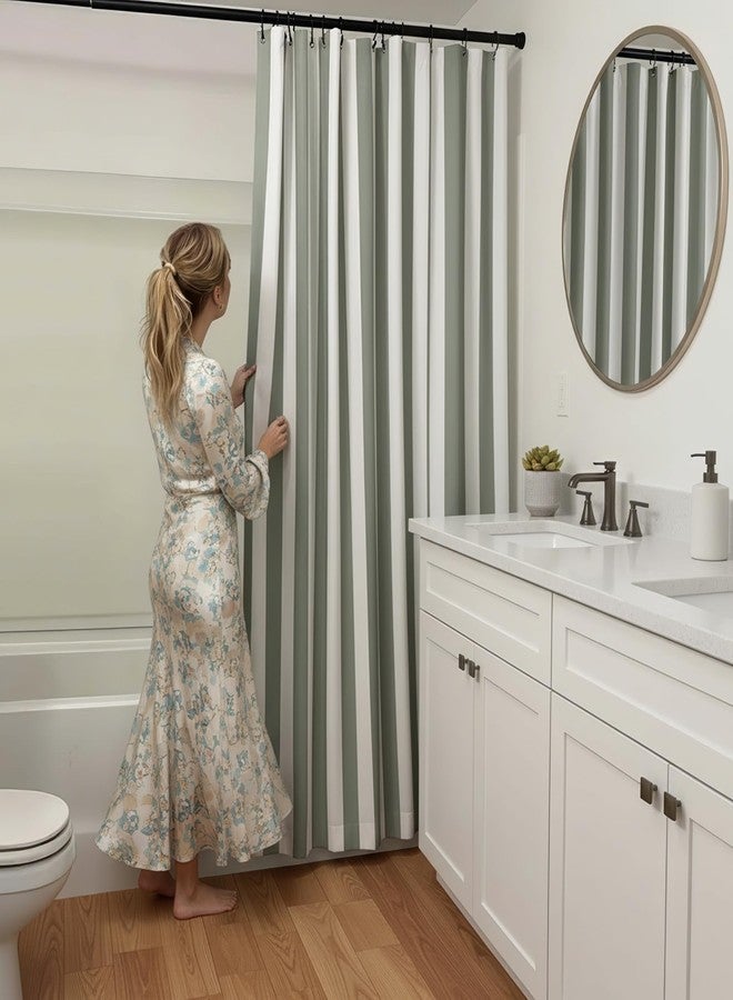 KIBAGA Beautiful Striped Boho Shower Curtain for Your Bathroom - Stylish 72”x72” Sage Green Curtain That Fits Perfectly with Any Bath Decor - Modern & Elegant, Ideal for Brightening Up Your Bathroom at Home - Image 5
