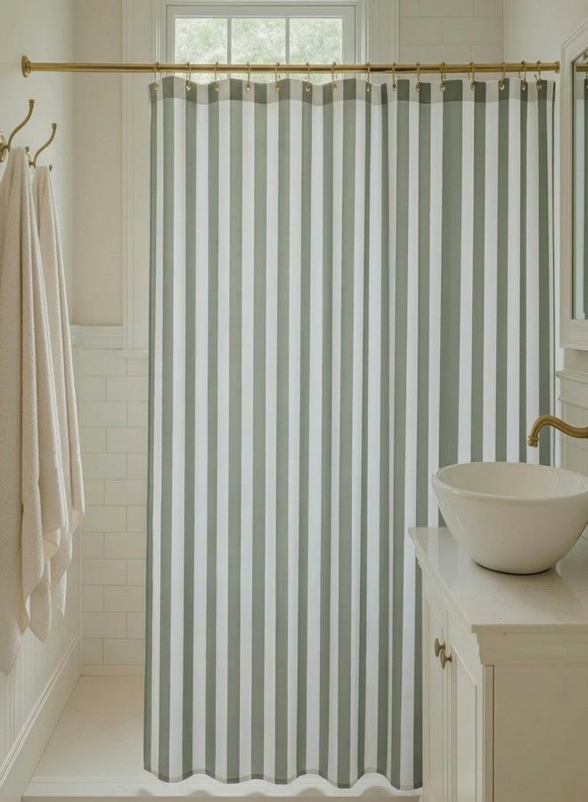 KIBAGA Beautiful Striped Boho Shower Curtain for Your Bathroom - Stylish 72”x72” Sage Green Curtain That Fits Perfectly with Any Bath Decor - Modern & Elegant, Ideal for Brightening Up Your Bathroom at Home - Image 1