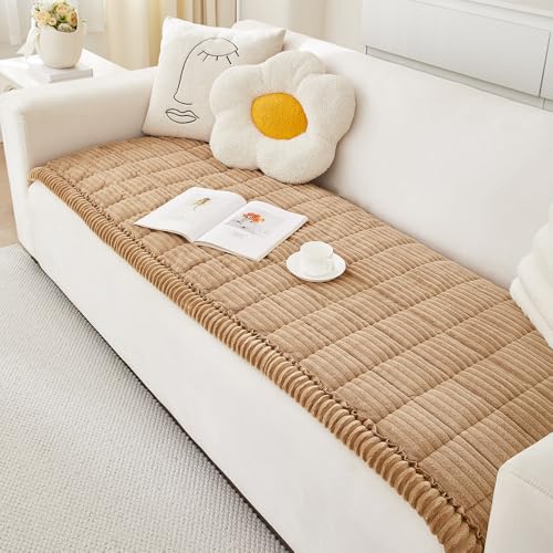 Awjcsv Couch Cover for Dogs Washable Fuzzy Pet Couch Covers for 3 Cushion Sofa Pet Friendly Non Slip Sofa Cover Light Brown 276 x 82770 x 210cm