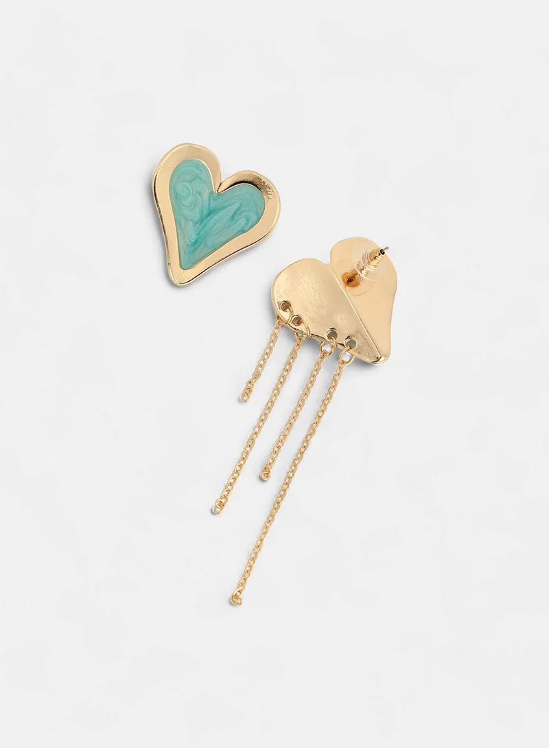 SOHI Contemporary Heart-Fold Artificial Stud Earring Jewellery