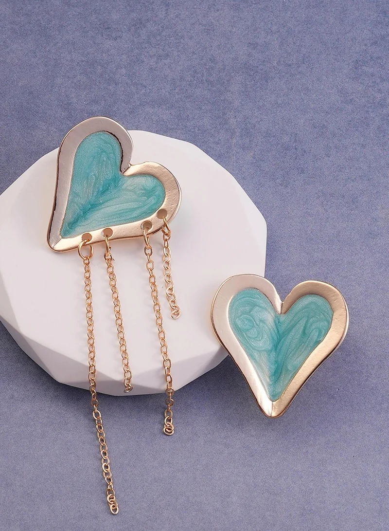 SOHI Contemporary Heart-Fold Artificial Stud Earring Jewellery
