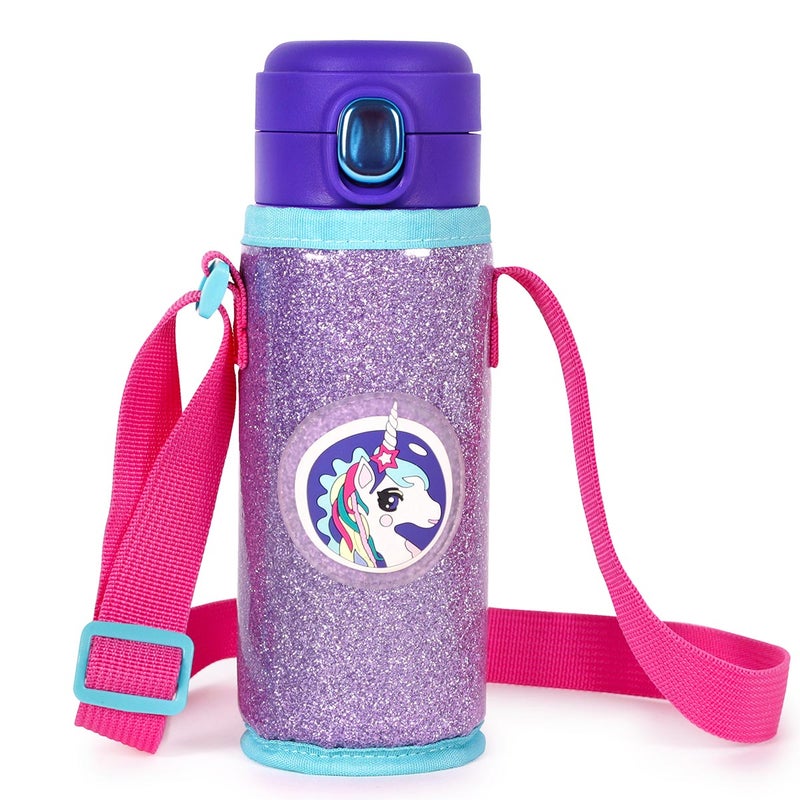 Milk & Moo Kids Stainless Steel Thermos Water Bottle with Bag 420ml, Colorful Ayris Design, Leakproof and BPA Free, Eco-Friendly Material, Ideal for School, Picnic, Travel, Outdoor - Image 1