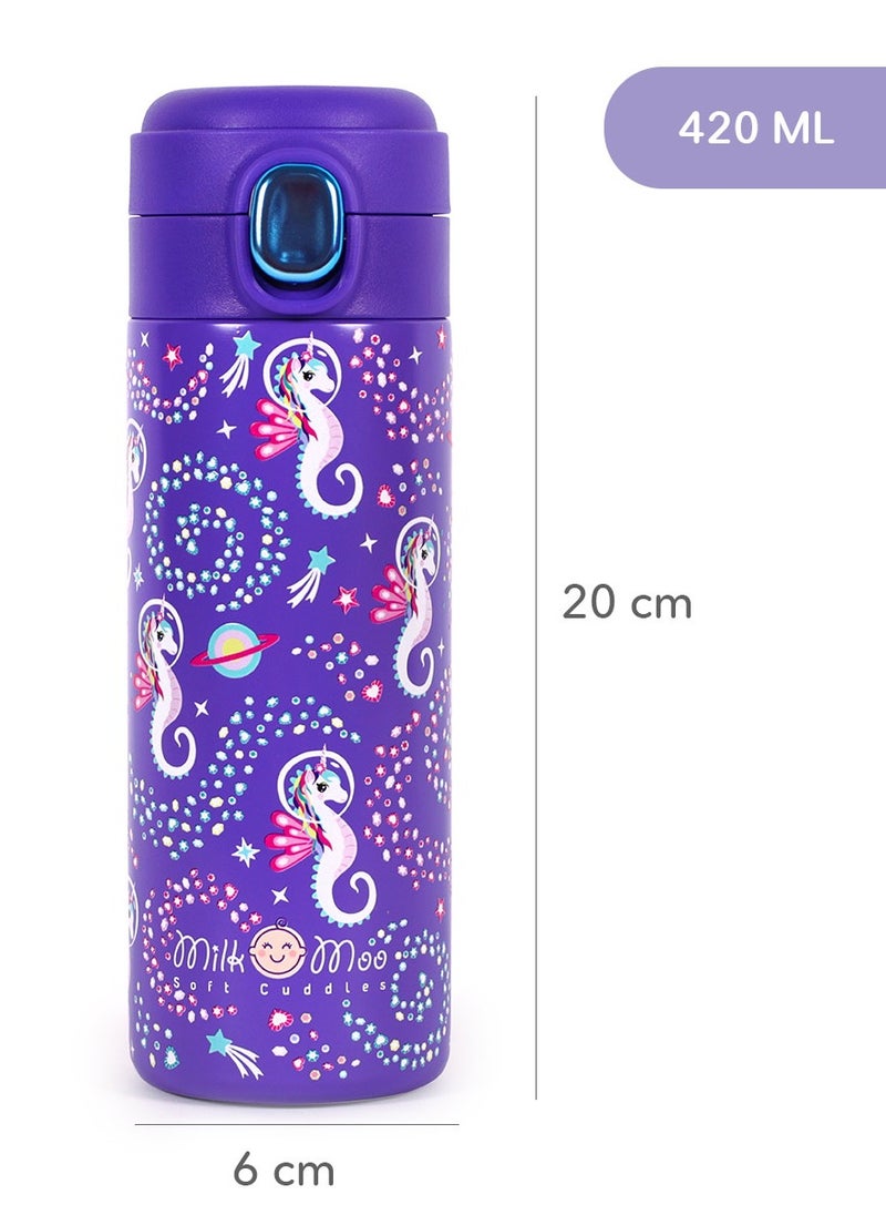 Milk & Moo - Milk&Moo Stainless Steel Kids Water Bottle 420ML Ayris - Image 1