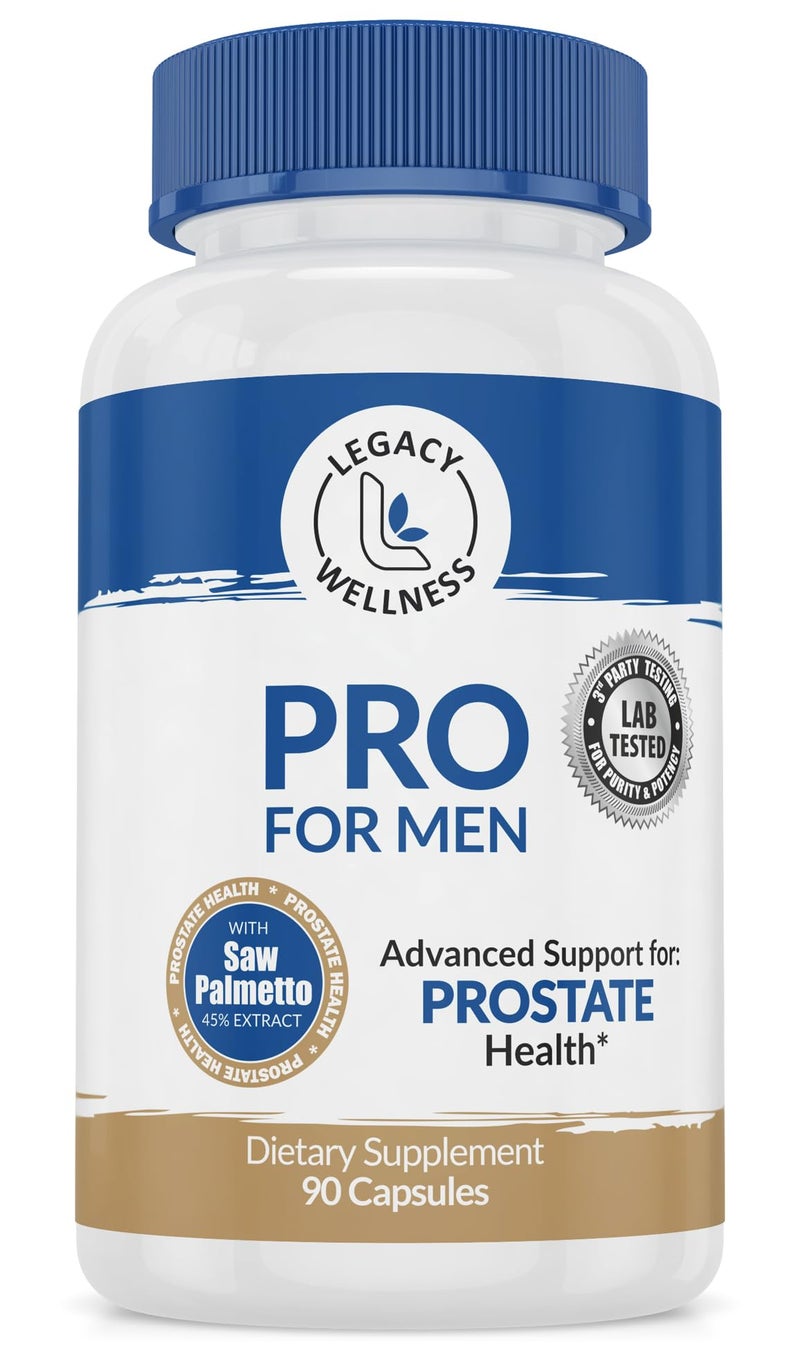 PRO Prostate Health Supplements For Men with Saw Palmetto Beta Sitosterol Supports Healthy Urination Flow Reduces Urges Bathroom Trips So You Can Sleep Well DHT blocker 90 Capsules