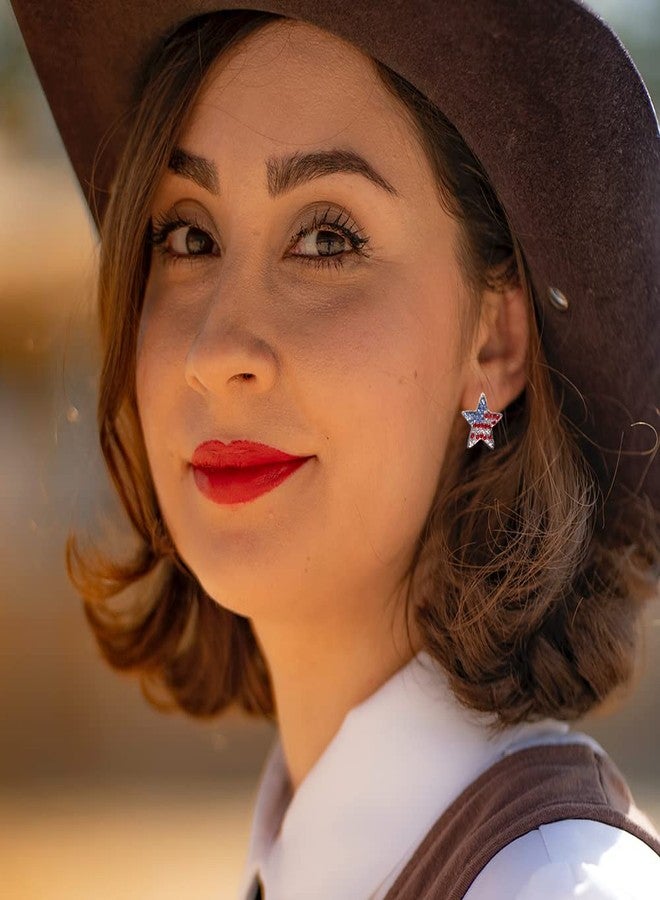 MADISON TYLER 4th of July Dangle Drop Earrings for Women | Red Blue White Patriotic USA Cute Pave Rhinestone Star Pierced Post Earrings | American Independence Day Gifts - Image 3