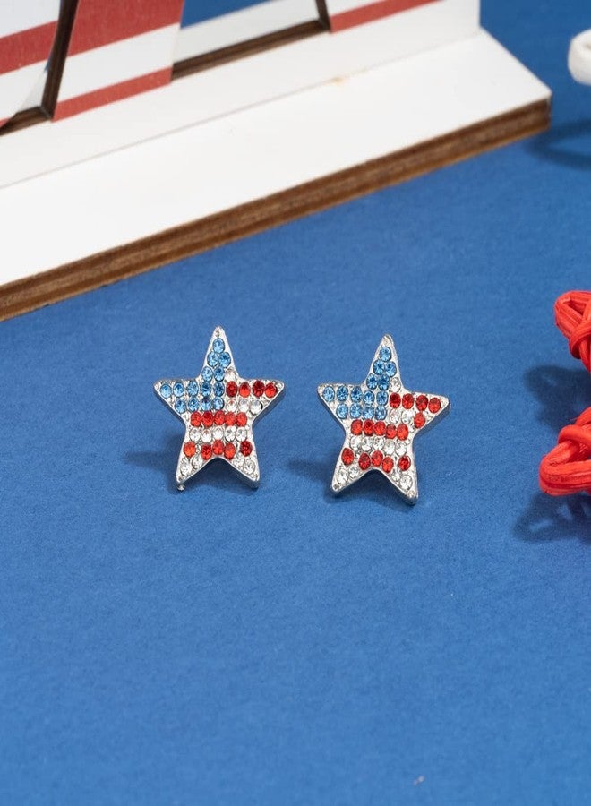 MADISON TYLER 4th of July Dangle Drop Earrings for Women | Red Blue White Patriotic USA Cute Pave Rhinestone Star Pierced Post Earrings | American Independence Day Gifts - Image 5