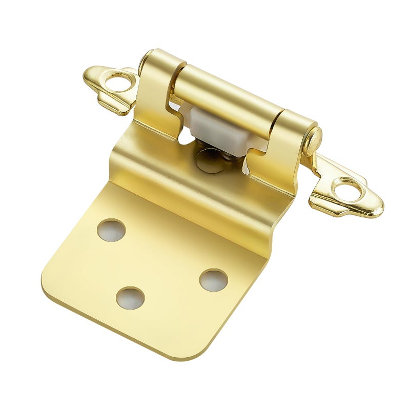 JOY DECOR JOYDECOR 2 Pack 1 Pairs 3/8 Inch Overlay Gold Cabinet Hinges Semi-Concealed Face Mount Hinges for Cupboards Self-Closing Decorative Door Hardware - Image 1