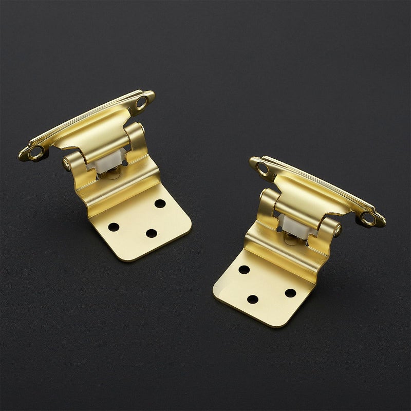 JOY DECOR JOYDECOR 2 Pack 1 Pairs 3/8 Inch Overlay Gold Cabinet Hinges Semi-Concealed Face Mount Hinges for Cupboards Self-Closing Decorative Door Hardware - Image 2