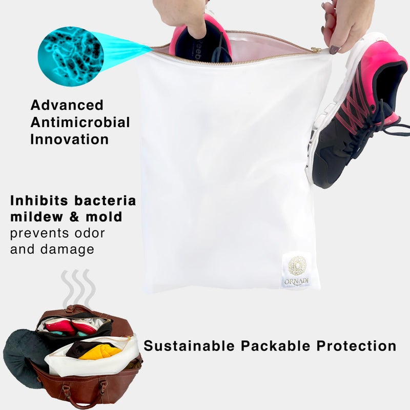 Ornadi Waterproof Antimicrobial Travel Laundry Bag Inhibits Bacteria from Wet Swimsuits & Towels Prevents Luggage Odor from Dirty Gym Clothes Made in USA 14 X 17.5â€ - Image 3