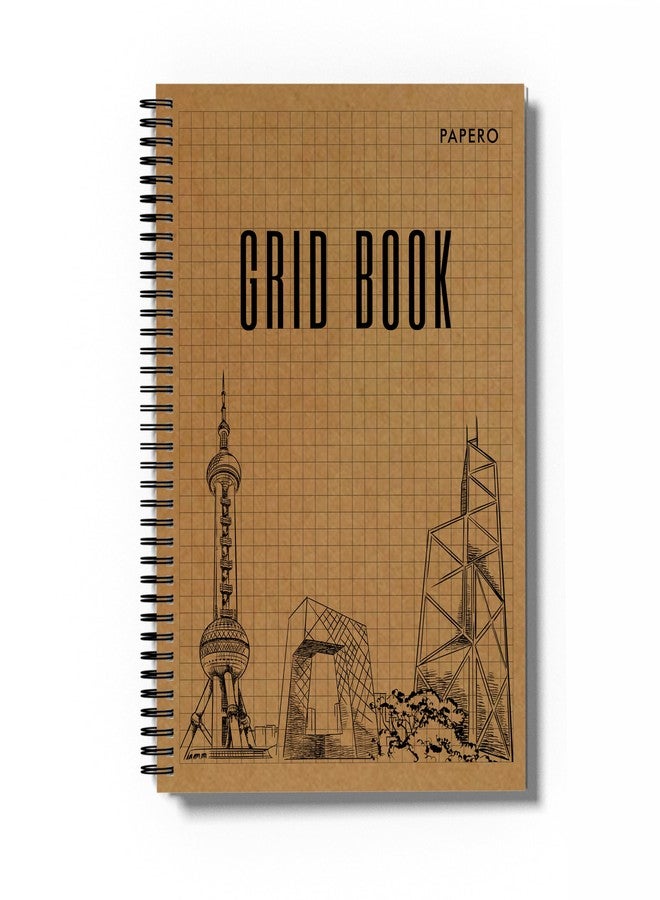 PaperO Professional A5 Square Grid Notebook | 5MM Square Graph Design | A5 Size (21.0 x 14.5 cm) | Ideal for Architects & Designers | Kraft Cover | 100 Pages | Design 2 | (Pack of 3) - Image 2