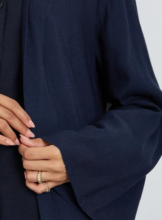 Styli  Navy Blue Regular Fit Open Front Kimono for Women | Best Price UAE