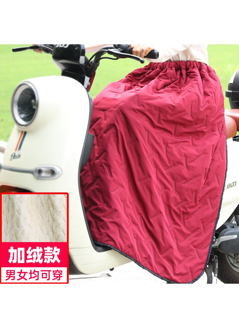 Generic Thickened Motorcycle Electric Vehicle Windproof Warm Knee Pads Half Skirt Leg Protector Rain Apron Biker Riding Essential wine red [fleece-lined] knee 