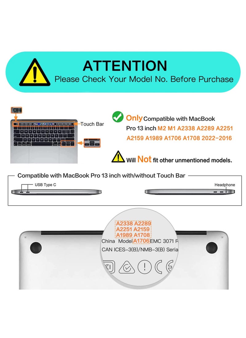 Generic - Hard Shell Compatible with MacBook Pro 13 Inch Case 2016-2023 Release M2 Chip A2338/M1 A2251 A2289 A2159 A1989 A1706 A1708 Plastic Hard Shell Case Protective Cover (Clear/Black) - Image 1