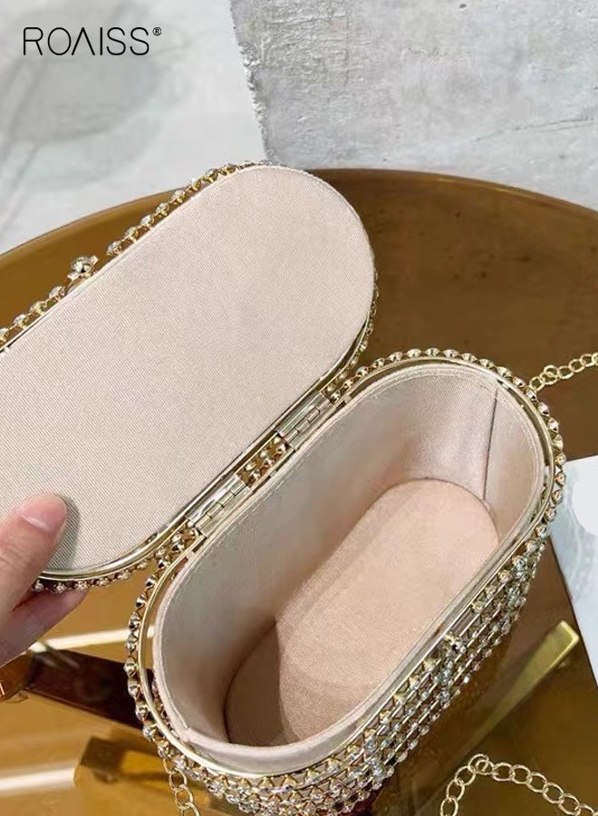 roaiss Ladies Evening Handbag Women Clutch Purse with Pearl Diamonds for Wedding Prom Birthday Party Dinner French Niche Rhinestone Cage Crossbody Bag Fashion Trend - Image 3