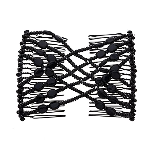 FXQHAN 3 Pieces Magic Hair Comb Elastic Beaded Hair Clips Women Bride Double Slides Stretching Hairpins Combs for Popular Hairstyles - Image 2