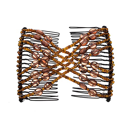 FXQHAN 3 Pieces Magic Hair Comb Elastic Beaded Hair Clips Women Bride Double Slides Stretching Hairpins Combs for Popular Hairstyles - Image 4