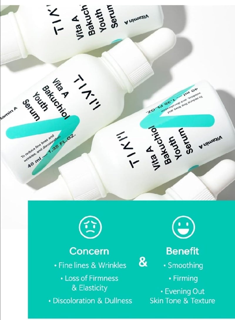TIA'M TIAM Vita A Bakuchiol Youth Serum AntiAging Facial Serum for Wrinkles Dark Spots Suitable for Sensitive Skin 40ml - Image 2