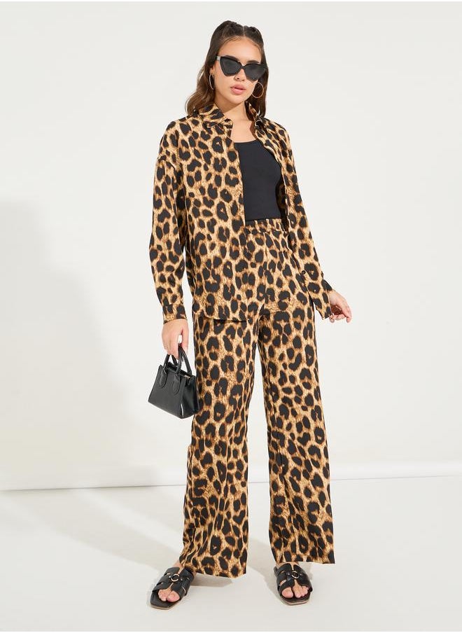 Styli - Leopard Print Oversized Shirt & Pants Co-Ords - Image 1
