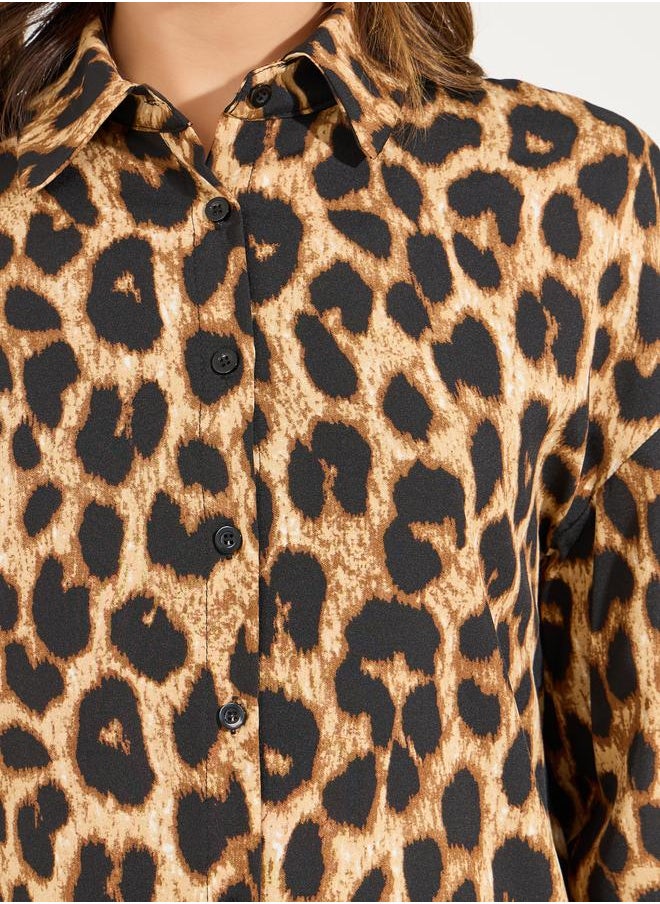 Styli - Leopard Print Oversized Shirt & Pants Co-Ords - Image 1