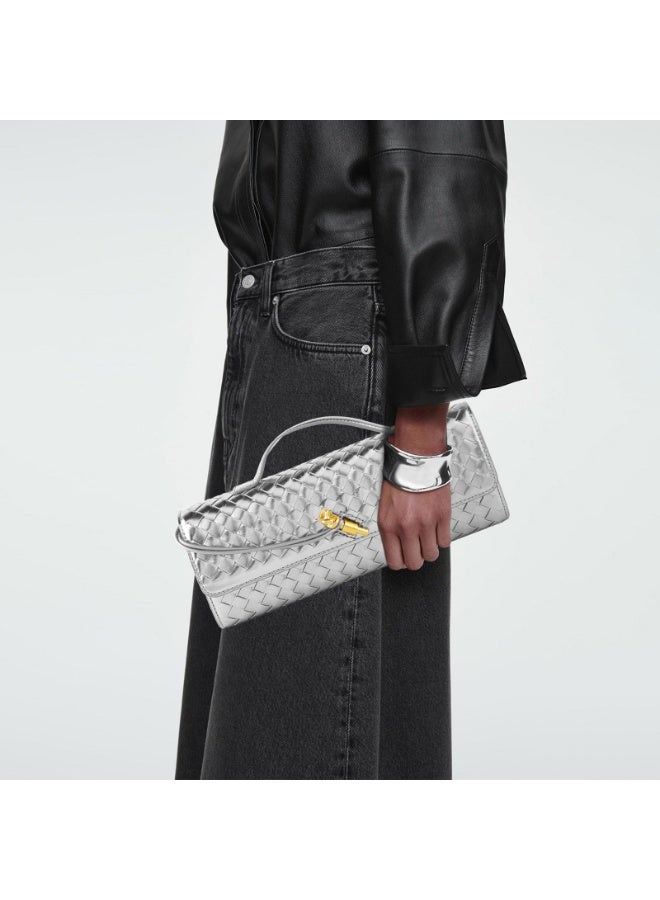 يلا جوي محفظة المنسوجة للمرأة, مساء المقابل المنسوجة الجلد والجلد الدمى حقيبة crossbody, حقيبة جلد الدمى رسمية المساء حقيبة, بو الجلد المنسوجة حقيبة حقيبة, هدايا لMather (الفضة) - Image 5