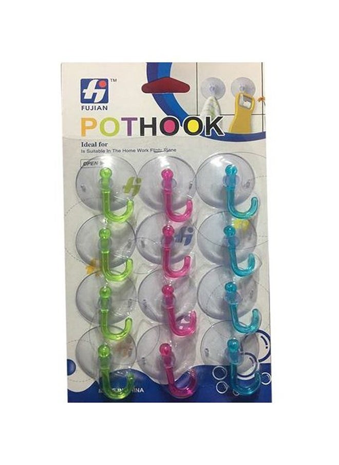 Generic Transparent Suction Cup Wall Hooks Clear 12 pcs 