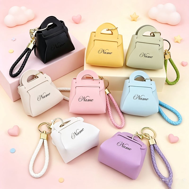 Light Blue Mini Bags Name Text Label Artificial for Weddings Birthdays Corporate Gifts Branding Events 10 Pcs - Image 1