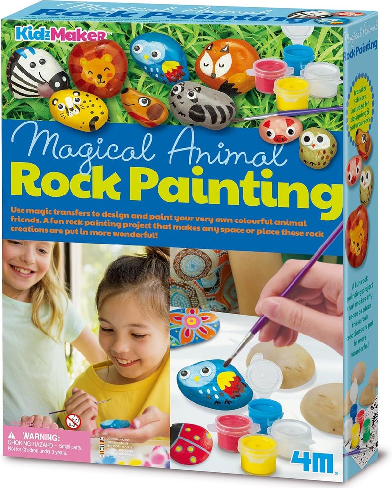 4m مجموعة 4M KidzMaker لرسم الصخور الحيوانية السحرية – فن حديقة DIY للأطفال من عمر 5 سنوات فما فوق - Image 1
