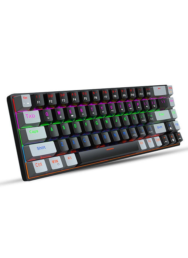 HXSJ - V800 Wired Mechanical Keyboard 68 Keys RGB Gaming Keyboard with Detachable Type-C Cable ABS Keycap Black(Blue Switches) - Image 1