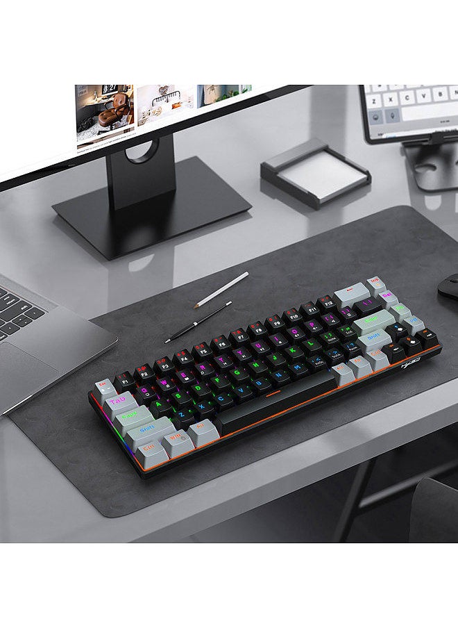 HXSJ - V800 Wired Mechanical Keyboard 68 Keys RGB Gaming Keyboard with Detachable Type-C Cable ABS Keycap Black(Blue Switches) - Image 1