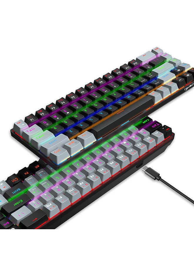 HXSJ - V800 Wired Mechanical Keyboard 68 Keys RGB Gaming Keyboard with Detachable Type-C Cable ABS Keycap Black(Blue Switches) - Image 1