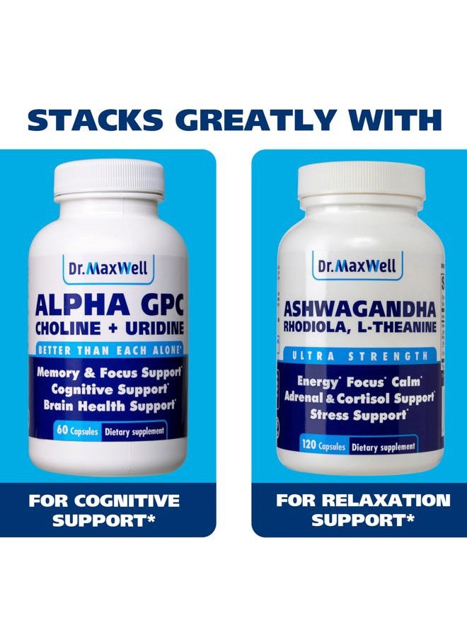 Dr. Maxwell - Phosphatidylserine & Bacopa Monnieri, Better Than Each Alone. Phosphatidylserine Supplement 300mg, No Fillers, Soy Free, 2in1, 120 Capsules. Memory Support - Image 1