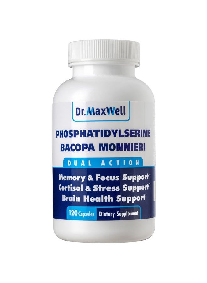 Dr. Maxwell Phosphatidylserine & Bacopa Monnieri, Better Than Each Alone. Phosphatidylserine Supplement 300mg, No Fillers, Soy Free, 2in1, 120 Capsules. Memory Support  - Image 1