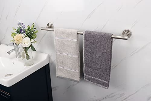 TocTen Bath Towel Bar - Thicken SUS304 Stainless Steel Bathroom Towel Holder, Towel Rod for Bathroom Heavy Duty Wall Mounted Towel Rack Hanger (24IN, Brushed Nickel) - Image 3