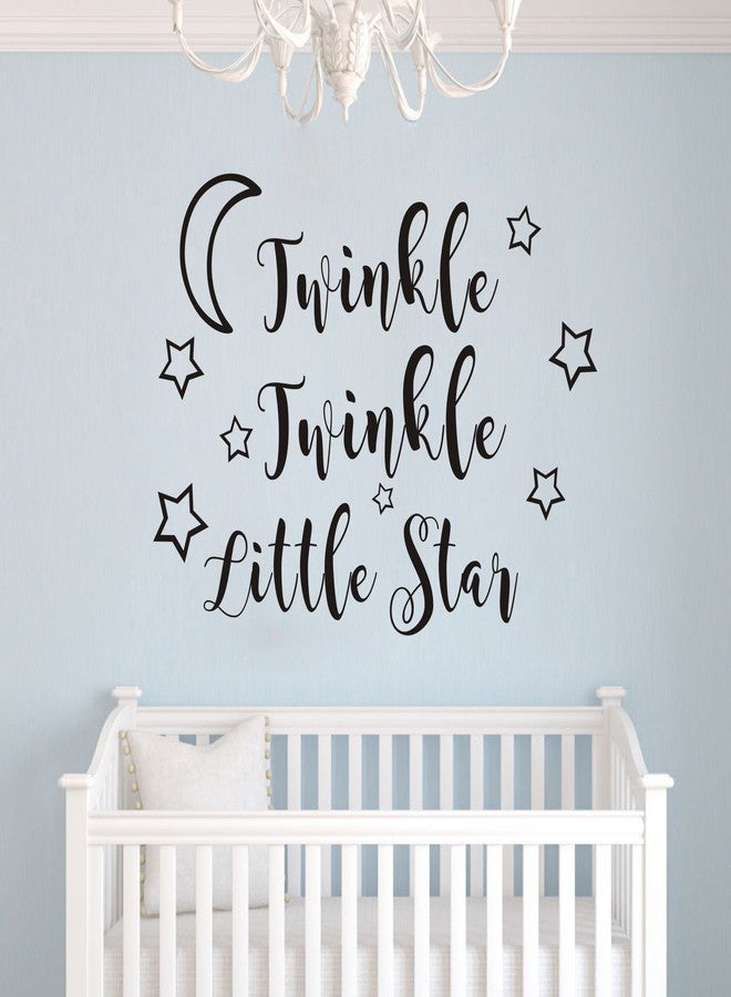 JURUOXIN Twinkle Twinkle Little Star Wall Decal Art Vinyl Sticker for Kids Baby Boy Girl's Room Decoration Nursery Bedroom Home Decor YMX29 (Black, 57x42cm) - Image 2