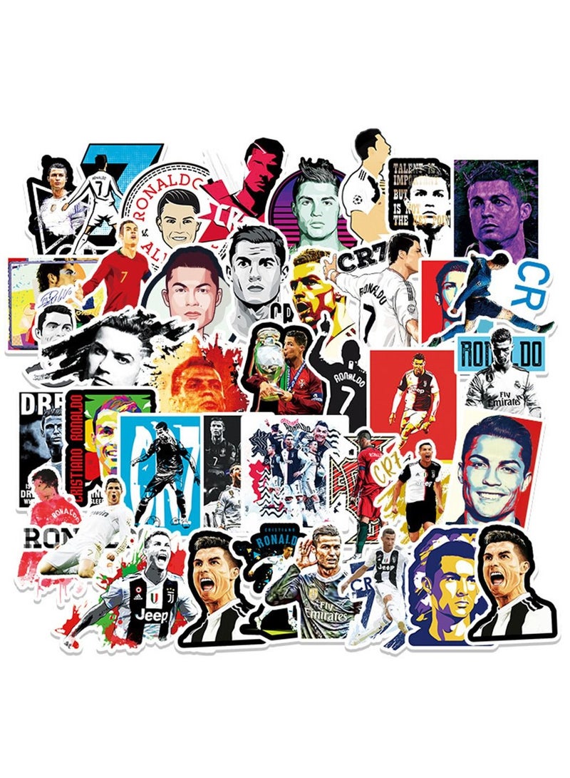 50-Piece Cristiano Ronaldo Cute Vinyl Waterproof Sticker