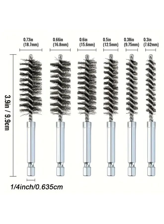 6 Piece Stainless Steel Wire Brush Set For Deburring Rust Polishing - Image 1