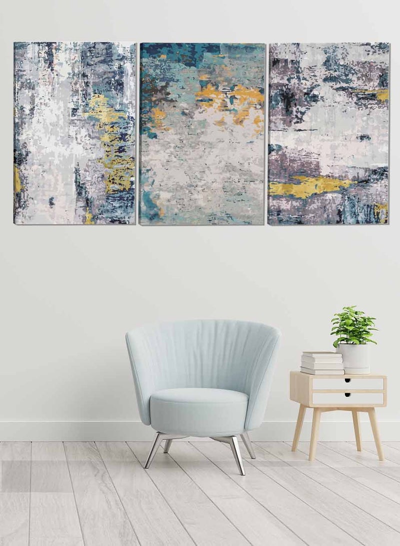 LOWHA Set Of 3 Framed Canvas Wall Arts Stretched Over Wooden Frame Abstract Paintings For Home Living Room Office Decor - Image 1