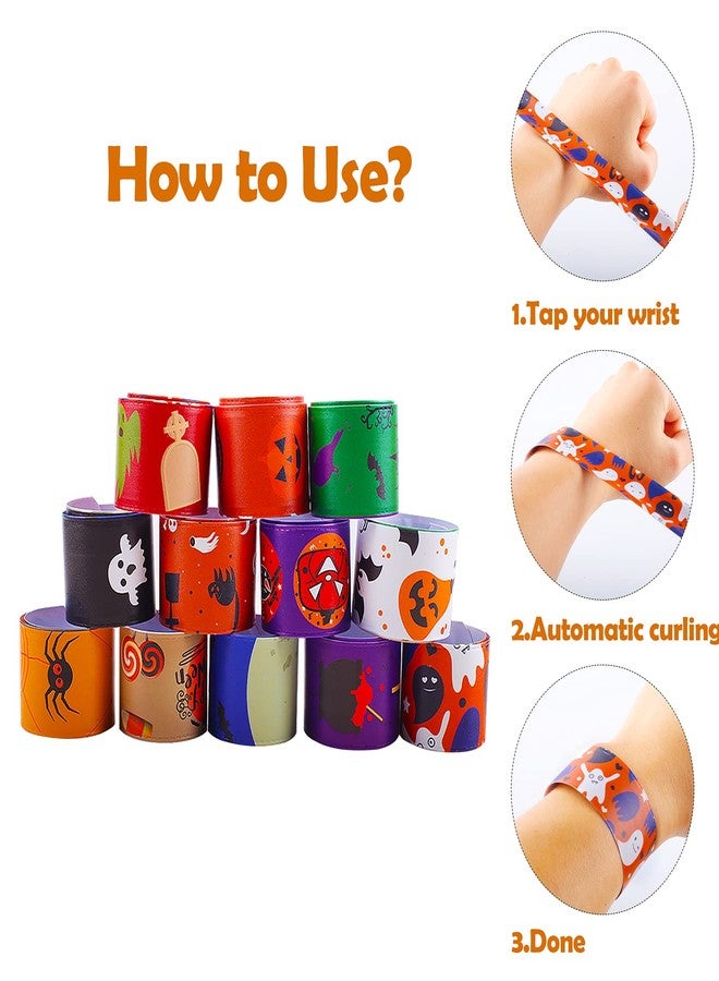 Klurent Halloween Bracelets for Kids, 36 Pcs Slap Bracelets Bulk, Party Favors Toys, 12 Different Designs for Supplies, Treat Bags Gifts - Image 3